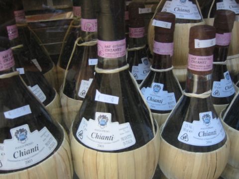 Straw covered online chianti bottle